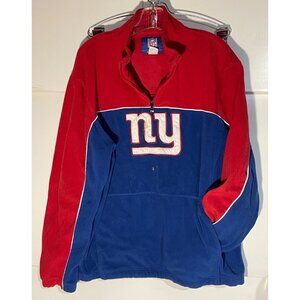 VINTAGE NFL New York Giants Quarter-Zip Fleece Pullover - Size Men's XL